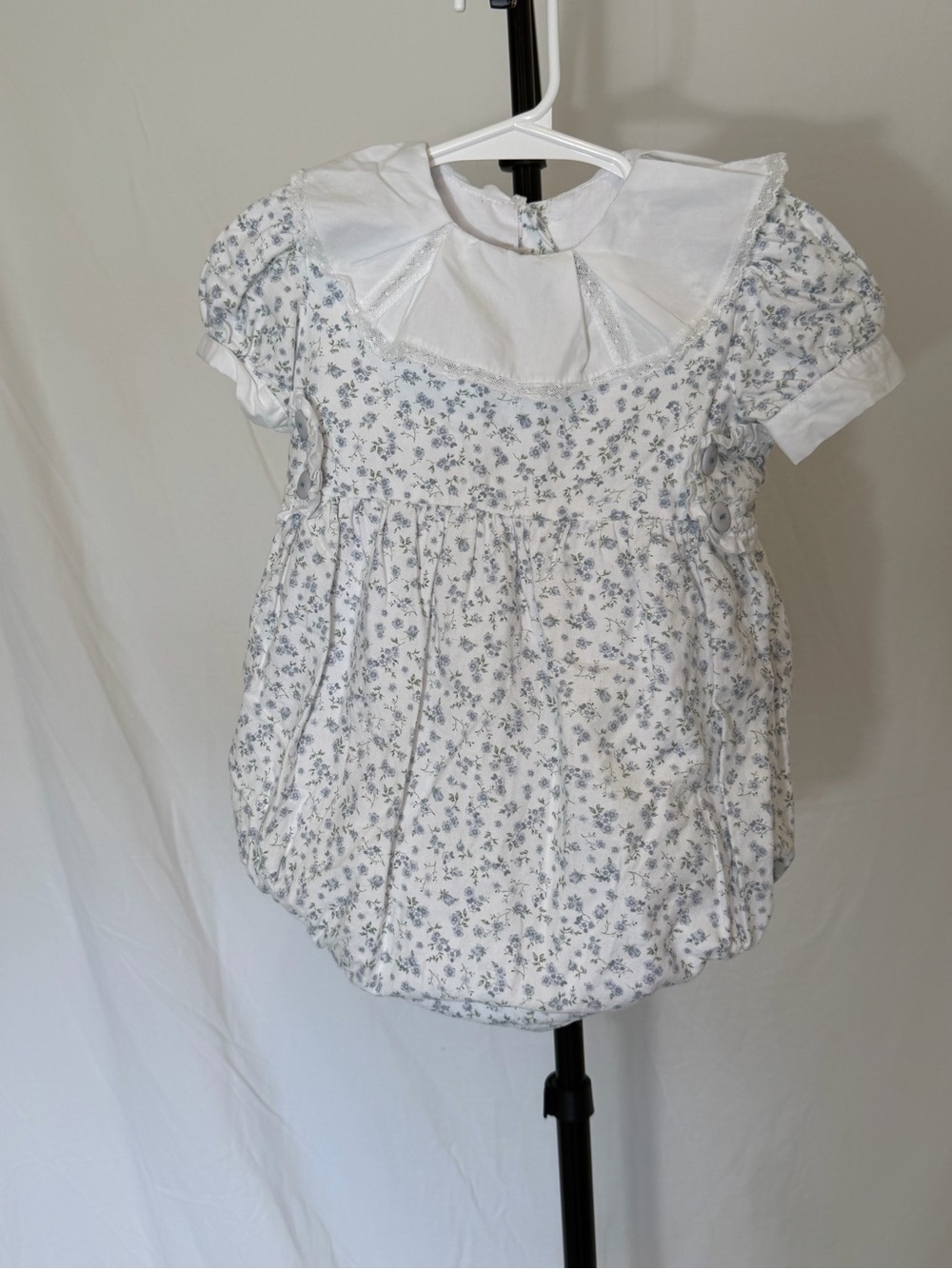 Sal & Pimento Organic Cotton Blue Floral Bubble/Romper – 18M 🌸🩵